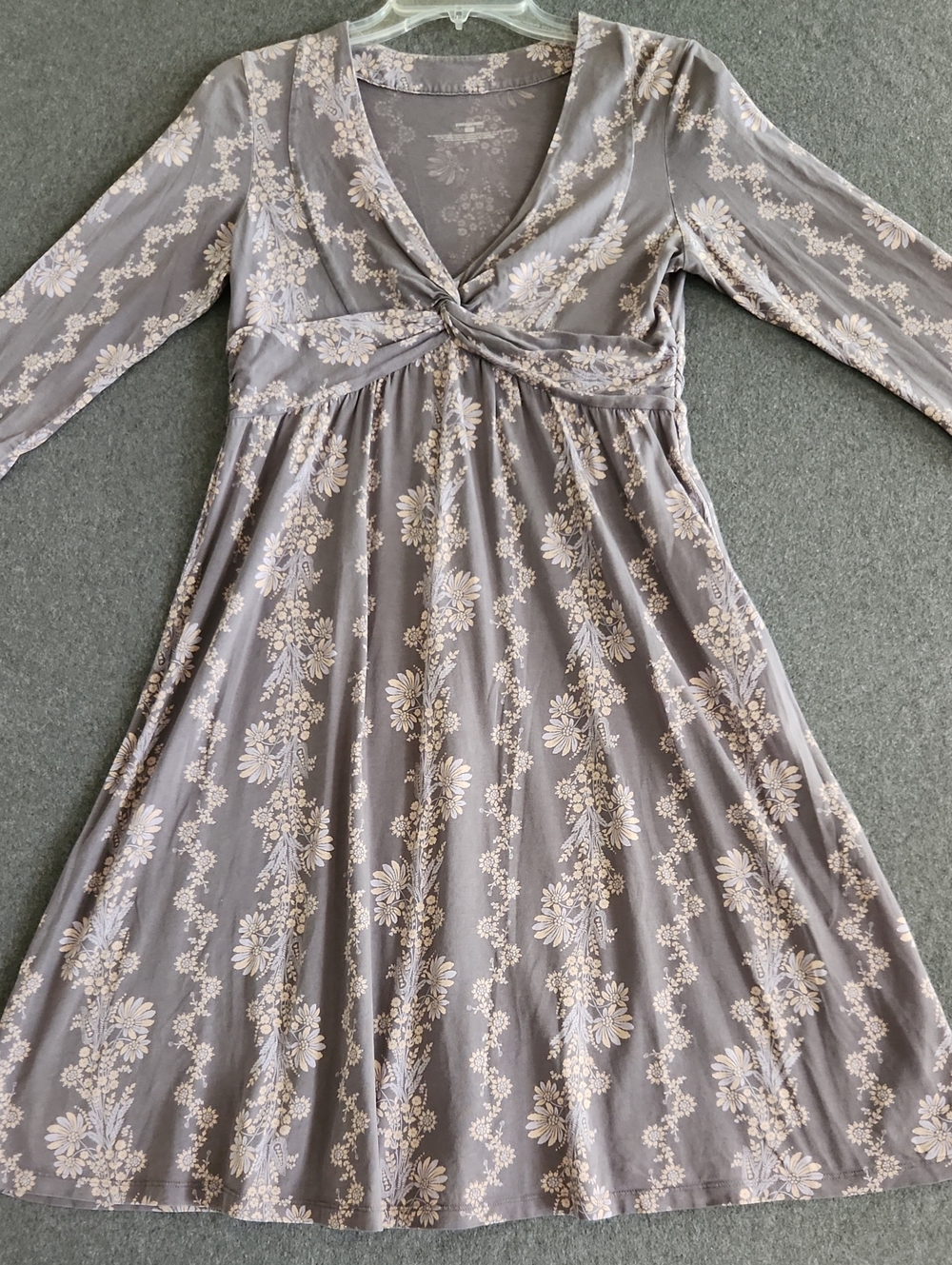 Patagonia Knot-Front Floral Midi Dress Gray Women's Size Small Organic Cotton